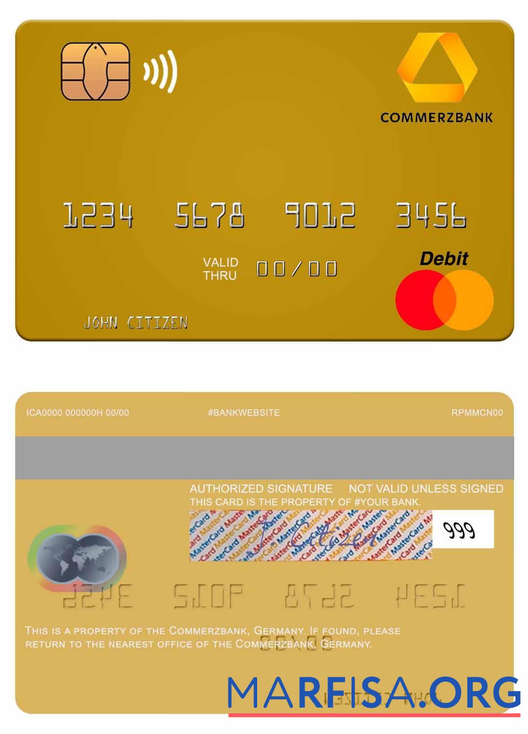 Realistic Germany Commerz Bank mastercard example